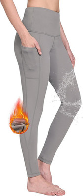baleaf Damen Fleece Leggings Thermohose mit XS, grau-wasserabweisend 