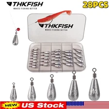 28pcs Waterdrop Lead Fishing Weights Fishing Sinker Drop Shot Weight Sinkers Set