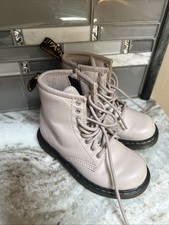 Dr. Martens Leather Combat Lace Up Zip Boots Beige/ Pink Toddler Girl Sz 8