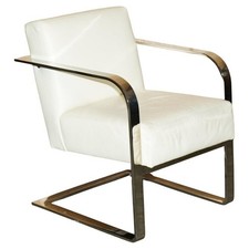 EX DISPLAY RALPH LAUREN DESIGNER MODERN PENTHOUSE CHROME & LEATHER ARMCHAIR