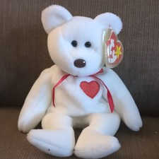 Ty Beanie Baby Valentino White Bear Red Heart Retired 1994 Ages 3-7 Years