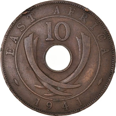 [#845392] Münze, EAST AFRICA, George VI, 10 Cents, 1941, SS, Bronze, KM:26.1 - Bild 1 von 2