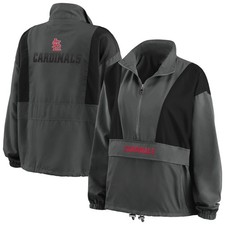 Women's WEAR by Erin Andrews Charcoal St. Louis Cardinals Packable Half-Zip