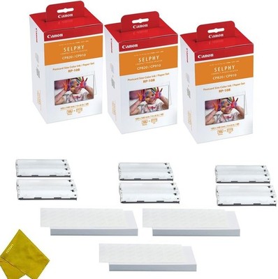 Canon RP-108 High Capacity Color Ink and 324 Sheets For SELPHY Printer (3-Pack)