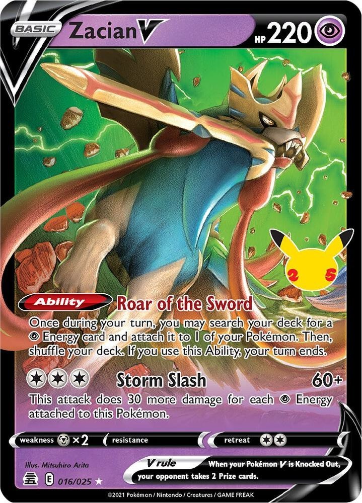 Pokemon Celebrations Ultra Rare Zacian V 016/025 - Near Mint (NM)