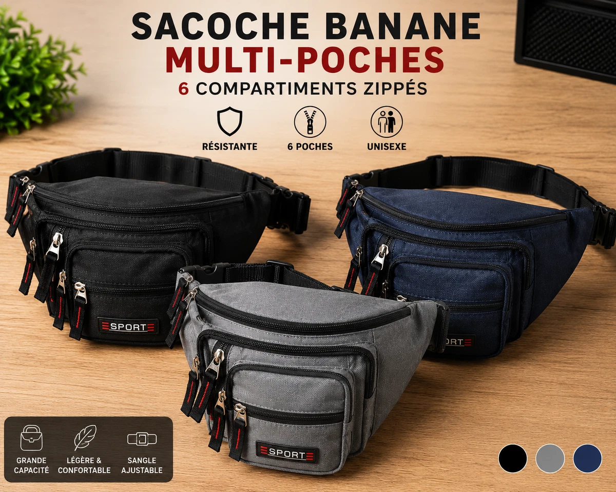 Sac Banane Camouflage Bleu – Unisexe, Sangle Réglable, Pour Le Sport Et Les Voyages