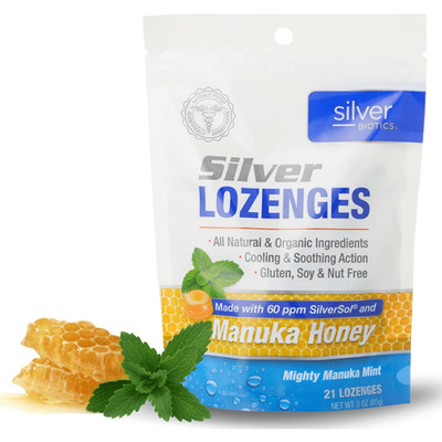 American Biotech Labs Silver Lozenges with Manuka Honey 60ppm 21 Count