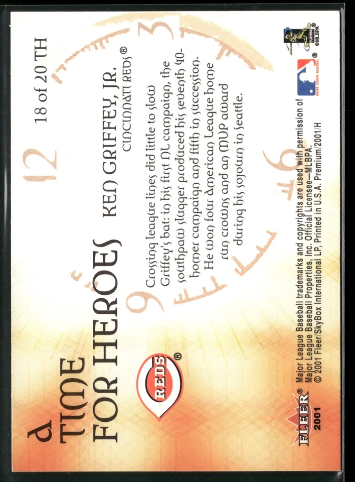 2001 Fleer Premium #18 TH Ken Griffey, Jr. A Time for Heroes - Image 2 of 2