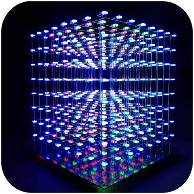 iCubeSmart 8x8x8 LED Cube Elektronik Bausatz DIY Electronic 3D8S-MULTI, Multi 