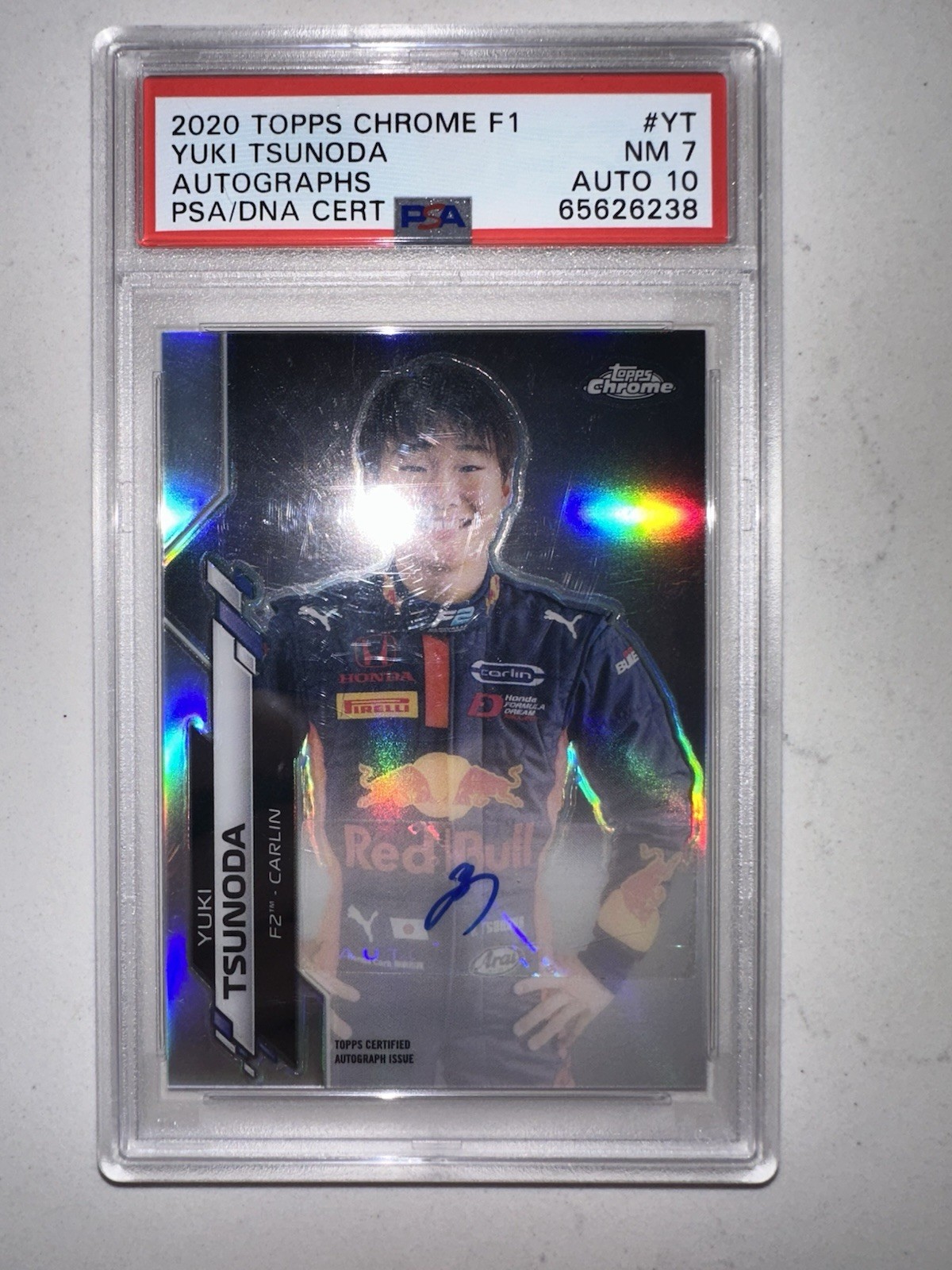 2020 Topps Chrome F1 Formula 1 Yuki Tsunoda Auto Autograph #/541 PSA 7 AUTO 10 view 2