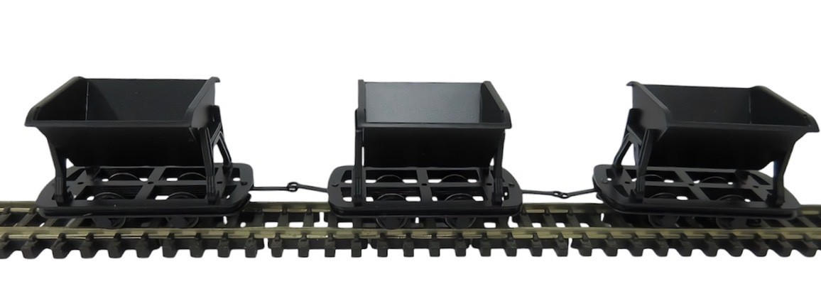 On18 Narrow Gauge Mining V-Skip Wagons 3-Car RTR Brass Model