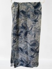 Semi-Sheer Blue Botanical Leaf Print Scarf