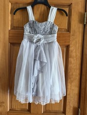 My Michelle Girls Size 8 Girls, Gray, And White Bow In The Back
