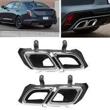 2x Steel Silver Rear Tail Exhaust Muffler Tips For Cadillac CT4 2020-2025