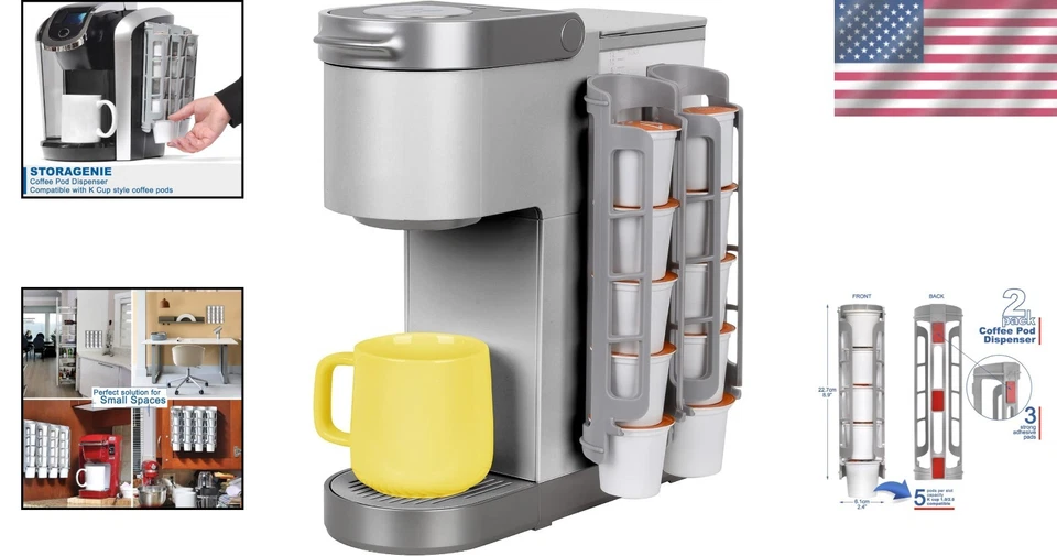 Elegante dispensador de cápsulas de café gris claro de montaje lateral para Keurig - Capacidad de 10 cápsulas Foto 2 de 4