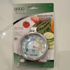 Taylor Refrigerator Freezer Thermometer 5924 Stainless Steel NSF Stands or Hangs