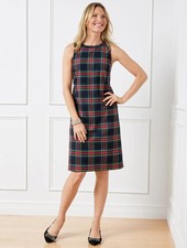 NEW $149 TALBOTS Blue,Red Celebrating Plaid Wool Blend Shift Dress Sz 4P