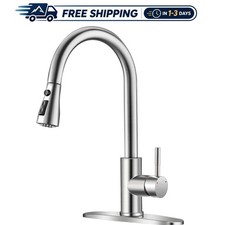 Effortless DIY Installation Brushed Nickel Kitchen Faucet with Pull-Out Sprayer