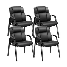 OLIXIS Waiting Room Chairs Set of 4, Leather Office Desk Reception Guest Stat...