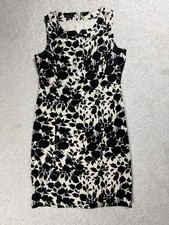 Talbots Petites Dress Womens 8P Black Floral Sheath Lined Square Neck Work