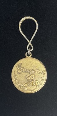 Vintage Magic Chef Go For The Gold Keychain Gold Color Rare Advertising