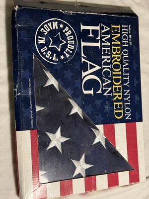 Vintage 2002 Gama 3X5 FT USA Embroidered Nylon Stars American Flag USA Made