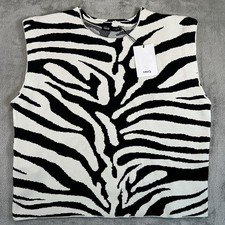 Mango Cebrina Zebra Print Knit Top Size Large