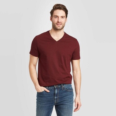 Men's Every Wear Short Sleeve V-Neck T-Shirt -Medium -Pomegranate -Goodfellow&Co