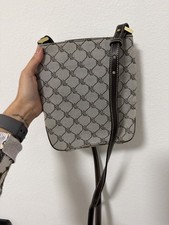 Lauren Ralph Lauren RL Monogram Canvas Crossbody Bag Brown Leather Trim