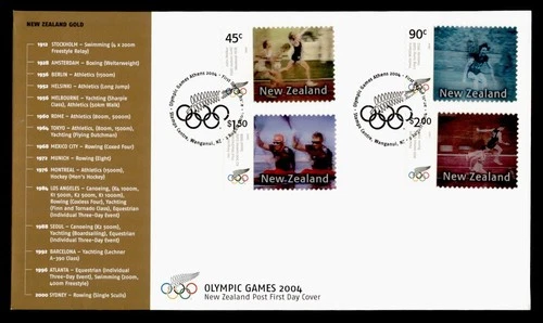DR WHO 2004 NEW ZEALAND FDC 3-D OLYMPICS SPORTS COMBO $2 M79684