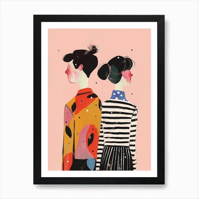 Zwei Mädchen 1 Kunstdruck gerahmt Wandbild Poster Leinwanddruck Bild