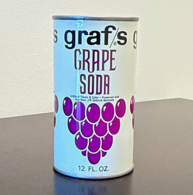 Graf's Grape Soda 12 fl oz Soda Can Pull Tab White Purple Black
