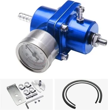 Adjustable Fuel Pressure Regulator With Gauge Hose 0-140 PSI Universal 6AN blue