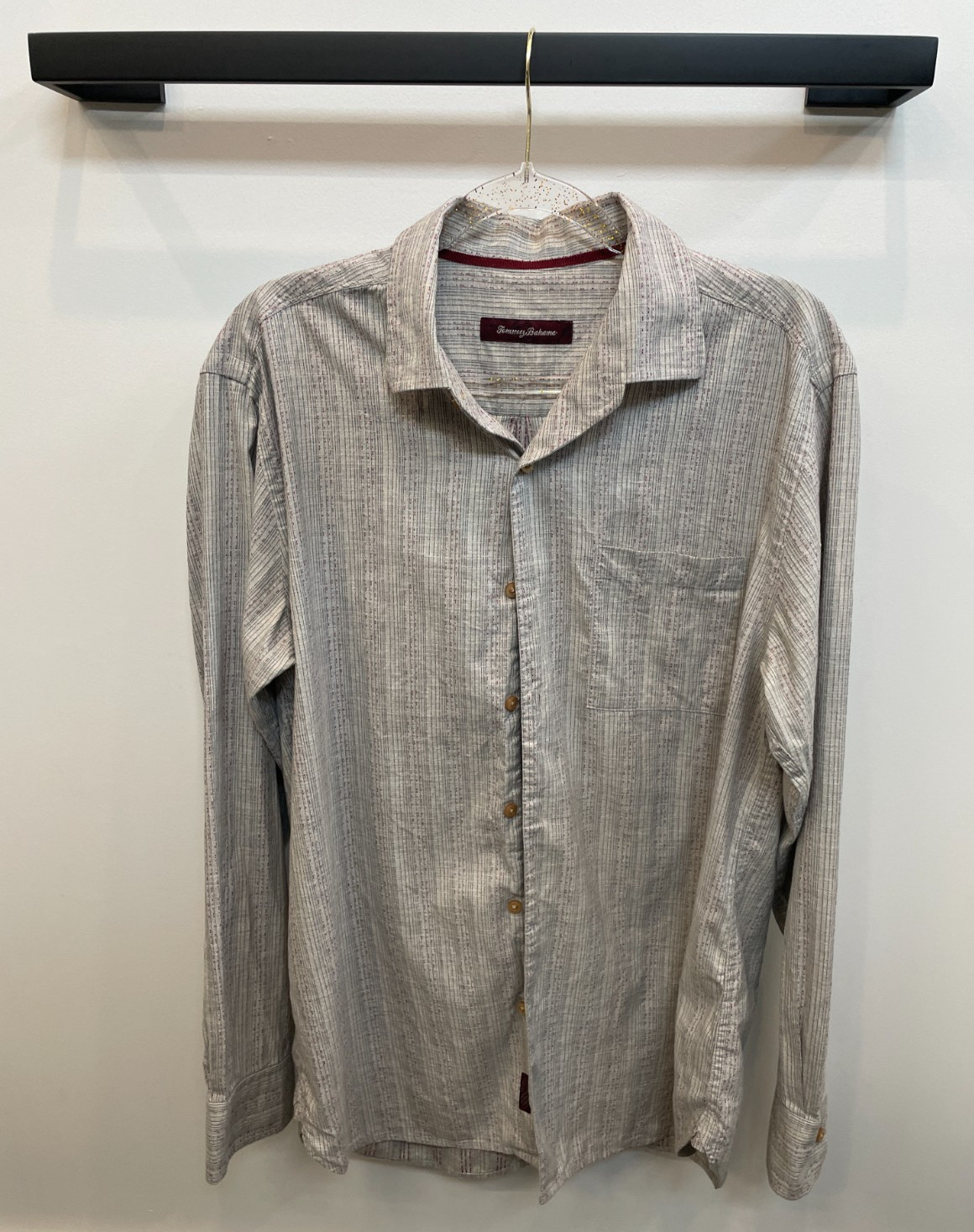 Tommy Bahama Button Down Shirt Mens M Gray Red Plaid Cotton Casual Office thumbnail 2