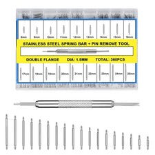 360Pcs Watch Band Pins Spring Bars 1.5mm Diameter Watch Repair Tool Kit
