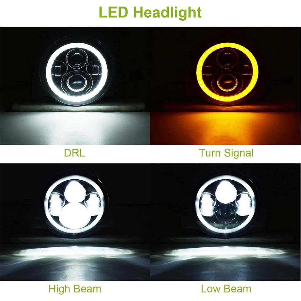 Pair For Freightliner Century Class 7inch Round LED Headlights Hi/Lo Beam Light - Image 2 of 4