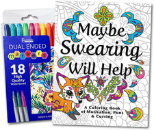 Adult Coloring Book Set - for Adults Relaxation with Markers in a Case - Motivat