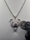 .925 Sterling Silver Moissanite Roaring Grizzly Bear Pendant — photo 2