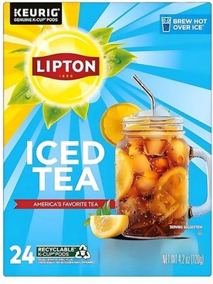 Brand New-Lipton Iced Tea K-Cups, Unsweetened Black Iced Tea, 24 K-Cup Pods
