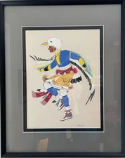ORIGINAL  PAINTING-VINTAGE-PAUL VIGIL-EAGLE-DANCER-NATIVE AMERICAN-PICK UP ONLY