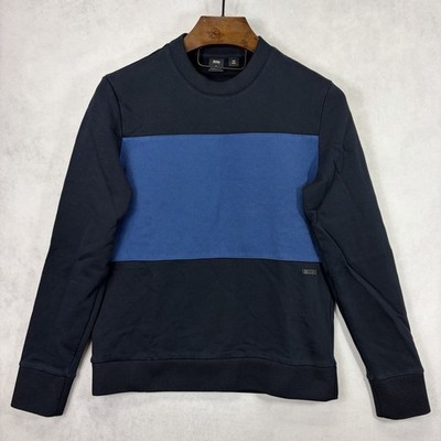 Hugo Boss Sweater Mens Medium Blue Color Block Nordstrom Crew Neck Pullover