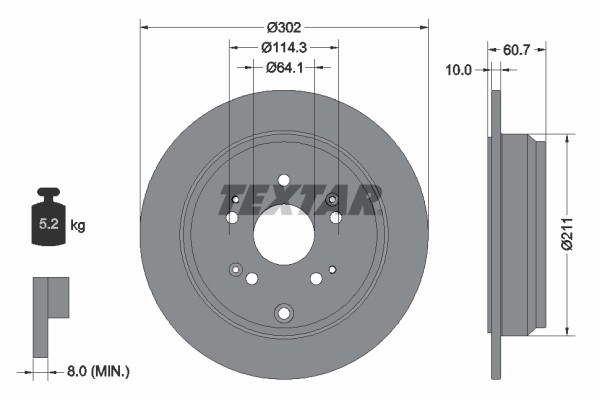 2X Textar 92227203 Bremsscheibe FüR Honda-image