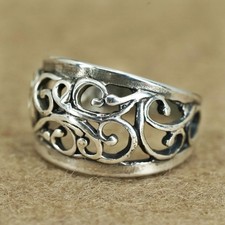 Size 5.75, vintage southwestern Sterling 925 silver ring, beads vines band