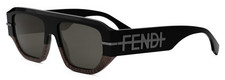 FENDI FENDIGRAPHY FE40142I 05A BLACK SILVER/SMOKE LENS AUTHENTC SUNGLASSES 54-16