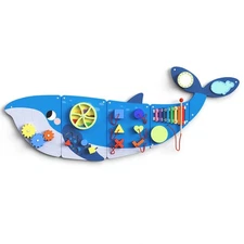 Whale Wall Busy Board Panels, Toddler Learning Activity Center, Montessori Ph...