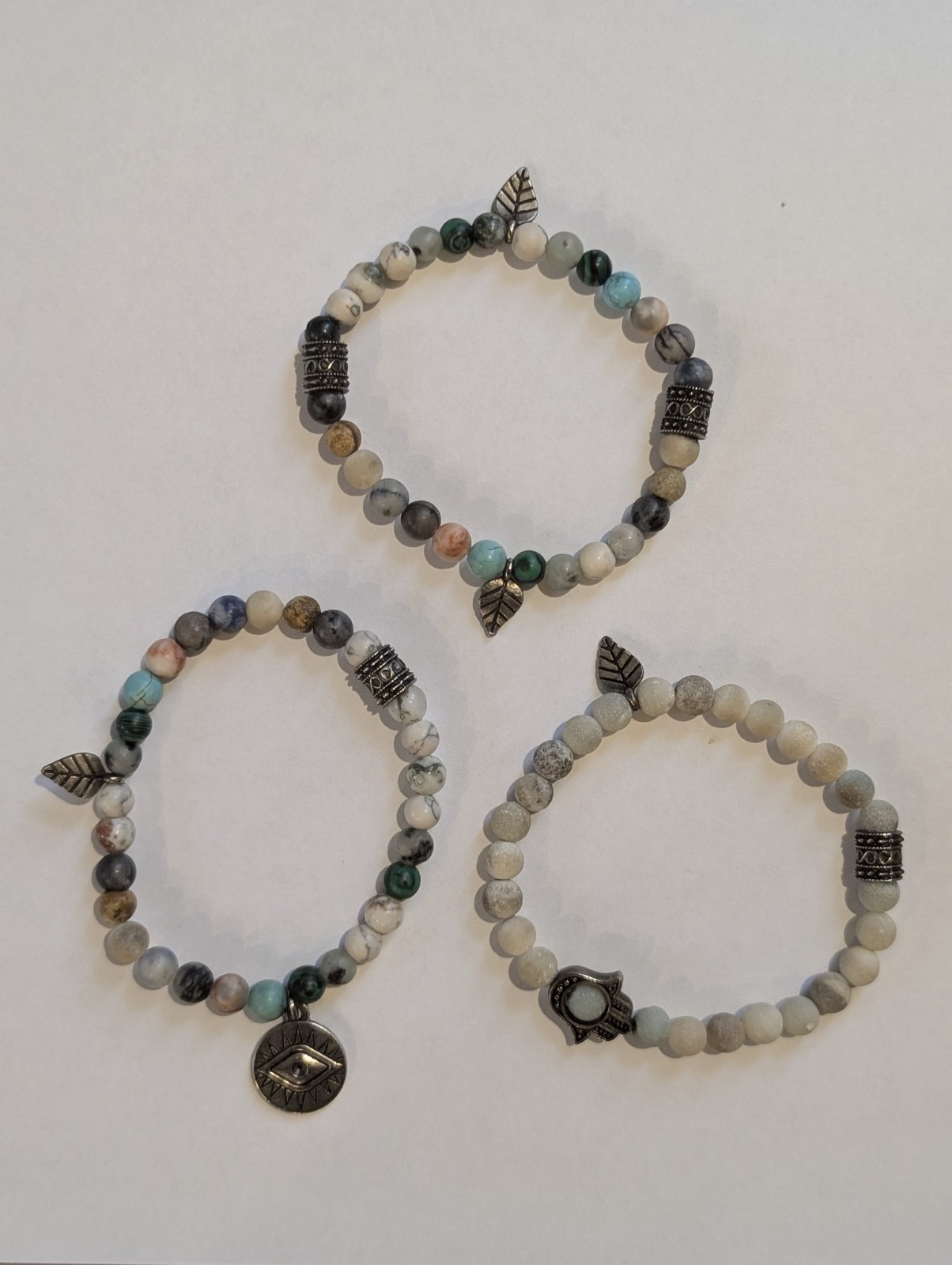 Amazonite and Agate Mixed Stone Stackable Beaded … - image 3