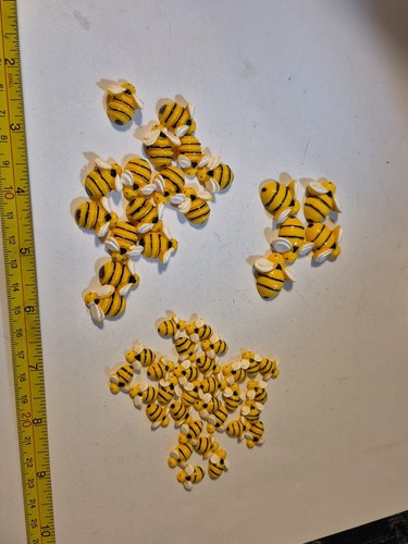 Tiny Resin Bees Lot Assorted Sizes Lot Of 50 Small Insect Crafting Bugs