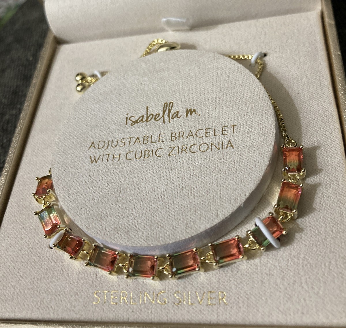 ISABELLA Boston SS Gold Tone CZ Woman's Adjustable Slide