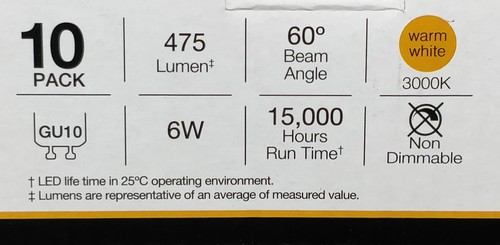 10 x 6W 240V LED GU10 Downlight Globes Bulbs Lamps 3000K Warm White 475Lm - 60D - Picture 3 of 5