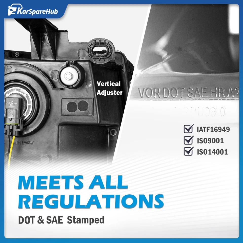 Pair Headlights Assembly For 2007-2013 Chevy Silverado 1500 2500HD with Bulbs - Image 3 of 4